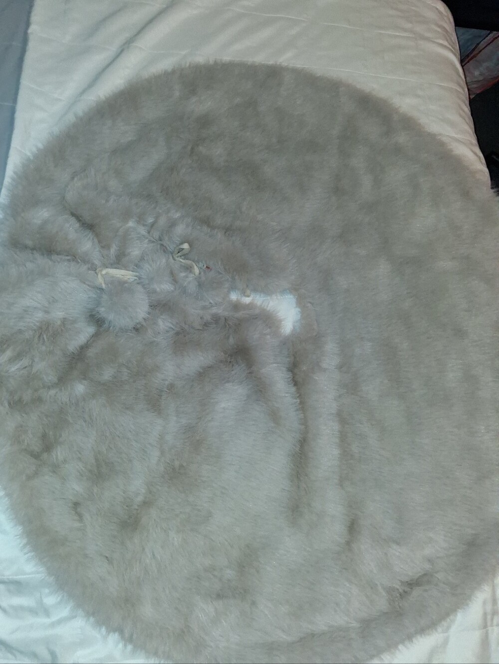 Holiday Time Faur Fur 48" Christmas Tree Skirt - Grey NWOT